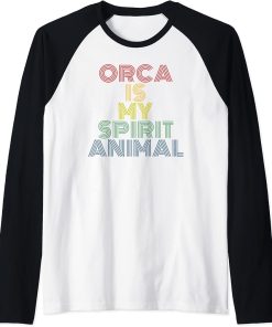 Orca Is My Spirit Animal retro 70s vintage Raglan Baseball Tee