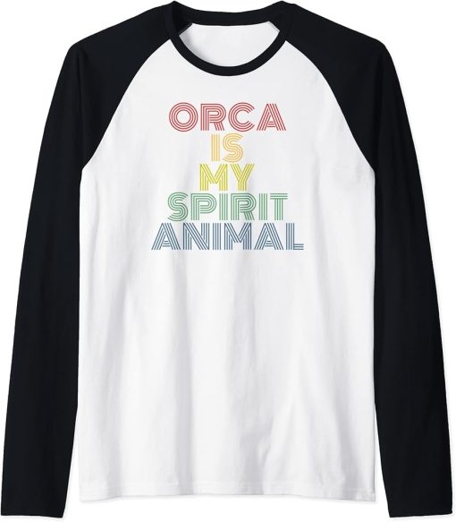 Orca Is My Spirit Animal retro 70s vintage Raglan Baseball Tee