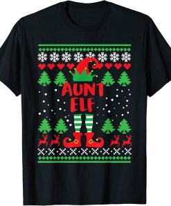 Aunt Elf Gift Ugly Christmas Family Matching Pyjama T-Shirt