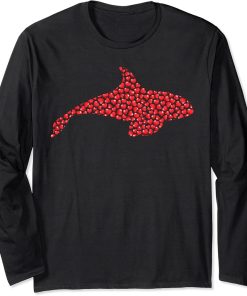 Orca Fish Lover Heart Shape Orca Valentine"s Day Long Sleeve T-Shirt