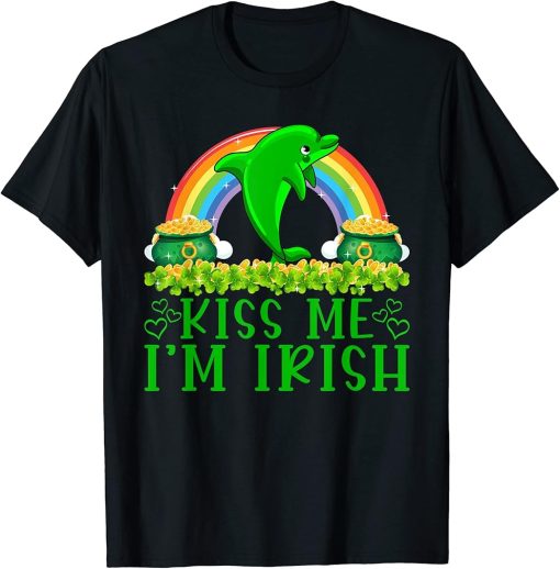 Funny Rainbow Kiss Me I"m Irish Orca Fish St Patrick"s Day T-Shirt