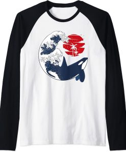 The wave in the ocean with Orca Raglan Baseball Tee