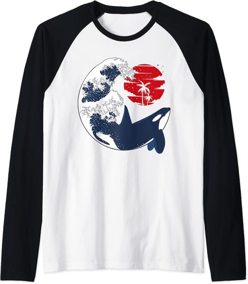 The wave in the ocean with Orca Raglan Baseball Tee