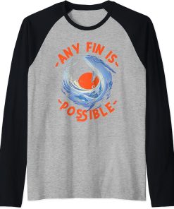 Whale: Any Fin Is Possible Raglan Baseball Tee